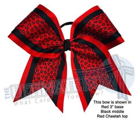 Cheetah Cheer Bow | Wild Animal Print Cheer Bow | Cheetah Print | Red Black Cheer Bow