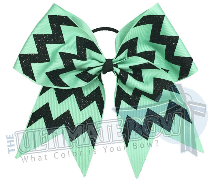 glitter-chevron cheer-bow-mint-black-glitter-softball-sparkle