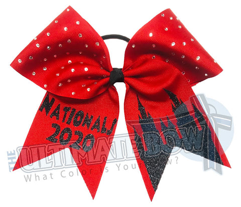 Nationals Cheer Competition | princess-castle-white-red-Cinderella-disney-orlando-rhinestone-cheer-bow-2020