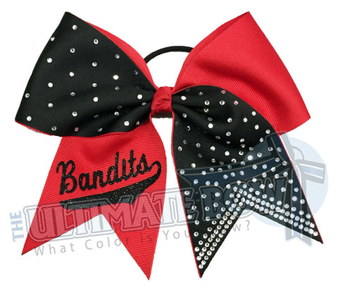 Superior-rhinestone-lineup-red-black-bandits-glitter-personalized-softball-bow-rhinestone-bow-practice-bow