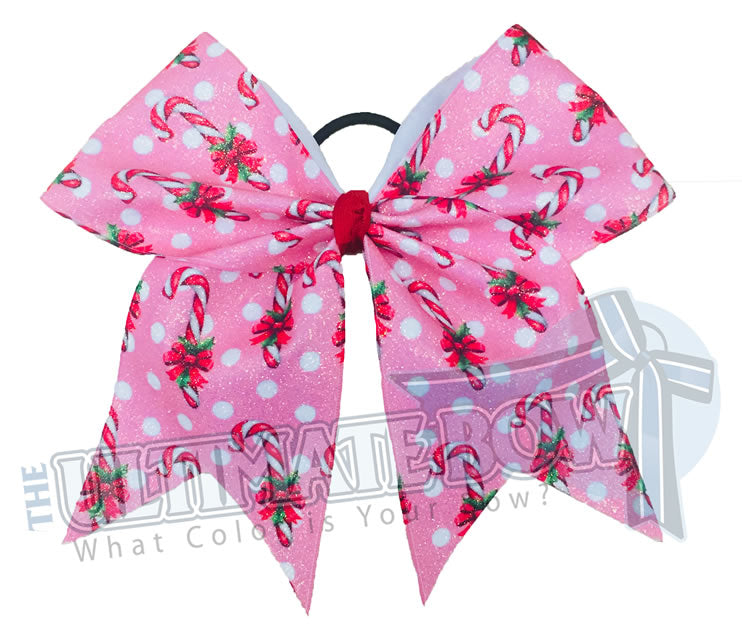Candy Cane and Pink Polka Dots Bow