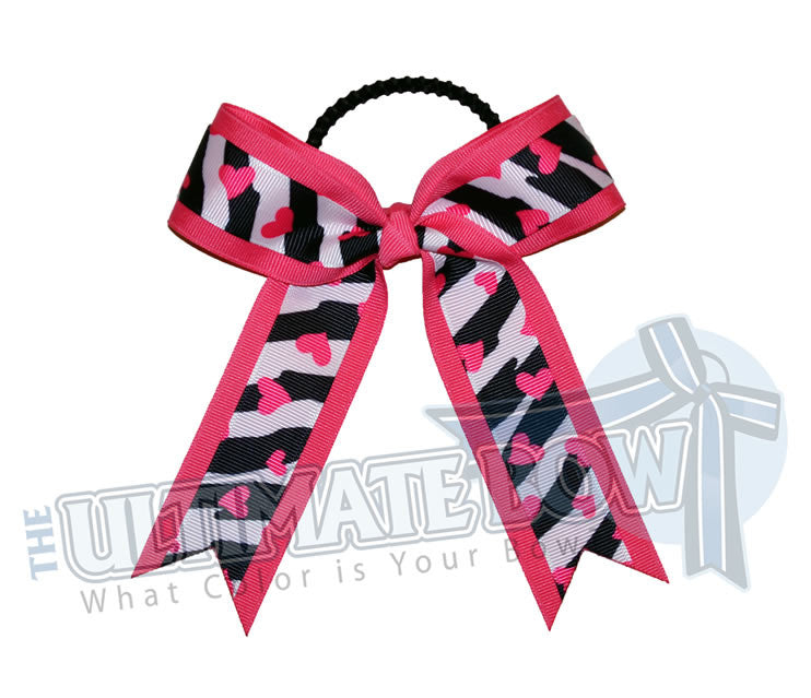 Tender Heart | Zebra Cheer Bow | Valentine's Day Cheerleading Bow