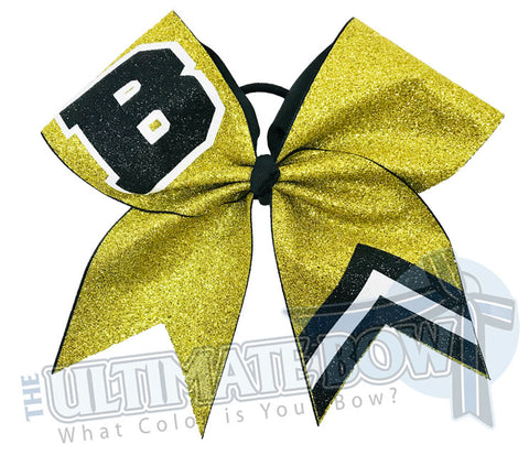 Varsity Cheer Letter Cheer Bow | High School Cheer Bow | Bears Cheer Bow | Bulldogs Cheer Bow | Black and Yellow Cheer Bow