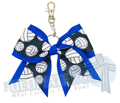 Electric Blue Volleyball Key Chain Bow | Volleyball Keychain | Volleyball Bows