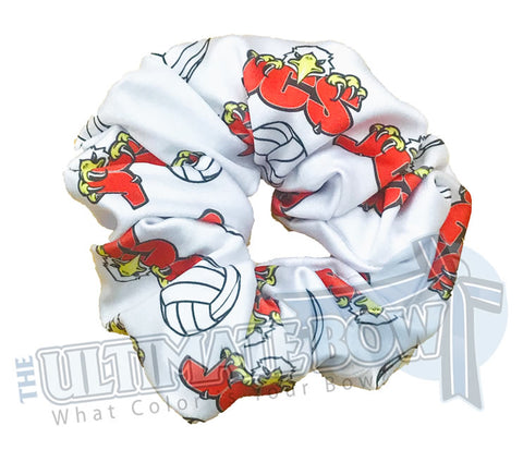 School Volleyball | Volleyball Scrunchies | custom printed scrunchies | sublimate scrunchies | logo scrunchies | two color logos | JCS Volleyball Club
