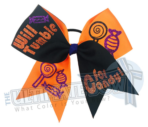 Will Tumble for Candy Halloween Cheer Bow