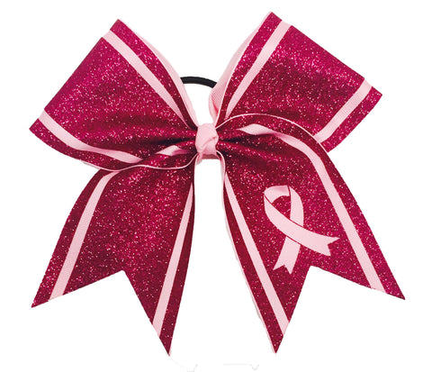 Full Glitter Trim - Breast Cancer Awareness Cheer Bow