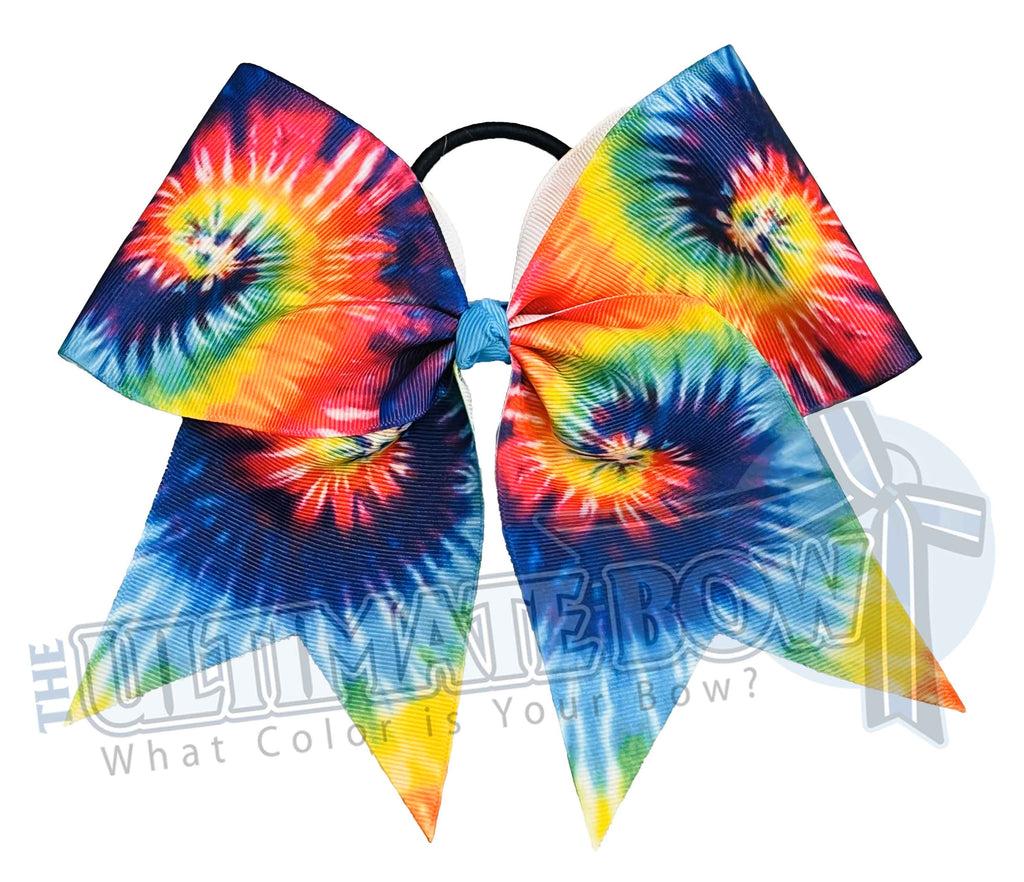 Groovy Tie Dye Cheer Bow | Bright Tie Dye Cheer Bow | Primary Color Tie Dye