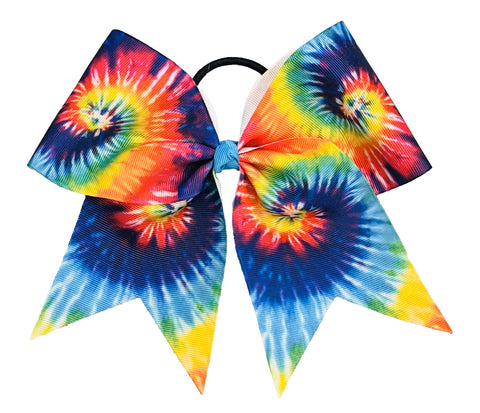 Groovy Tie Dye Cheer Bow | Bright Tie Dye Cheer Bow | Primary Color Tie Dye