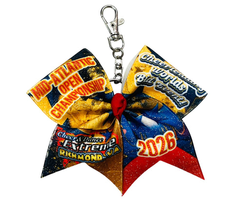 CDE - Mid-Atlantic Open 2026 Key Chain Glitter Cheer Bow