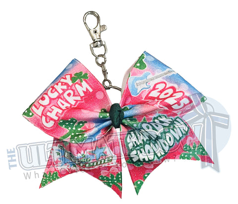 CDE - Shamrock Showdown Glitter Keychain Cheer Bow - March 2025