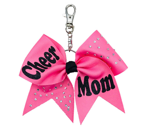 Cheer Mom Rhinestone Bow Key Chain