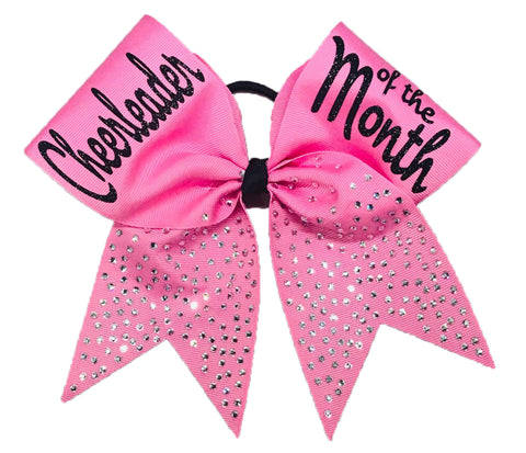 Cheerleader of the Month Rhinestone Glitter Cheer Bow | Cheerleading Hair Bow