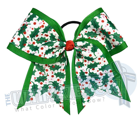 Christmas Holly Cheer Bow | Christmas Hair Bow