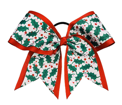 Christmas Holly Cheer Bow | Christmas Hair Bow