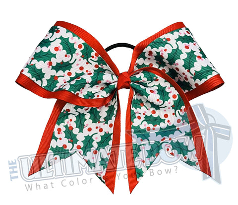 Christmas Holly Cheer Bow | Christmas Hair Bow