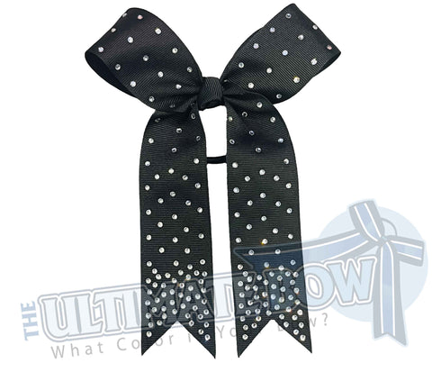 College Rhinestone Cheer Bows | Collegiate Cheer Bows | Rhinestone Ribbon Cheer Bows | Black Cheer Bows