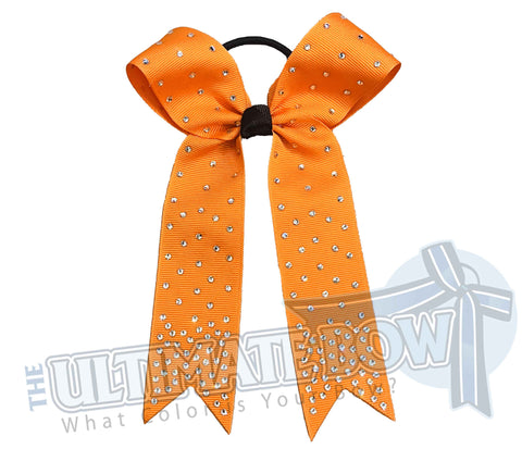 College Rhinestone Cheer Bows | Collegiate Cheer Bows | Rhinestone Ribbon Cheer Bows | Orange Cheer Bows