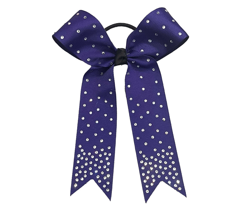College Rhinestone Cheer Bows | Collegiate Cheer Bows | Rhinestone Ribbon Cheer Bows | Purple Cheer Bows