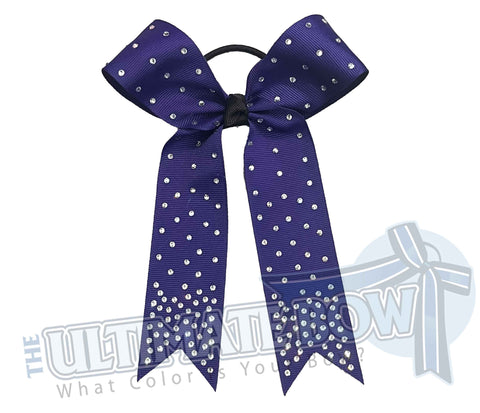 College Rhinestone Cheer Bows | Collegiate Cheer Bows | Rhinestone Ribbon Cheer Bows | Purple Cheer Bows