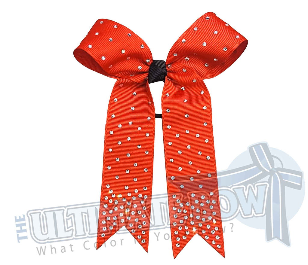 College Rhinestone Cheer Bows | Collegiate Cheer Bows | Rhinestone Ribbon Cheer Bows | Red Cheer Bows