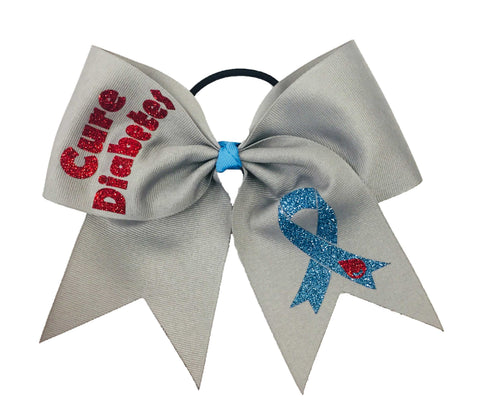 Cure Diabetes - Diabetes Awareness Bow | Cheer Bow | Social Awareness Bows