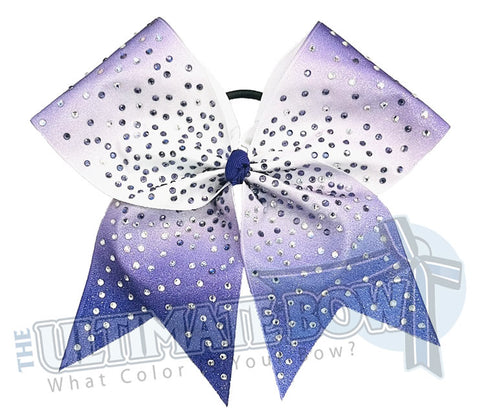 Purple Ombre Glitter rhinestone Cheer Bow | Sublimated Cheer Bow | crystal clear rhinestones | cheer-bow-full-glitter-cheerleader hair bow