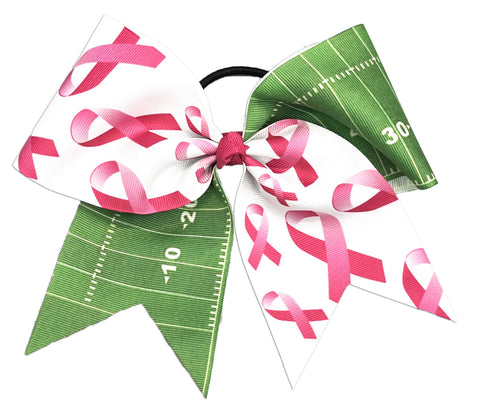 Fight to Win Against Breast Cancer - Football Cheer Bow | Team Cheer Bow