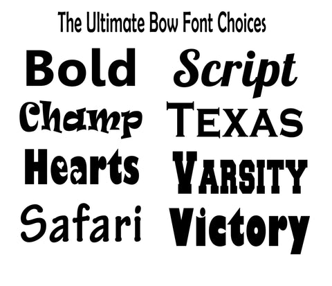 Various font styles displayed with labels on a white background