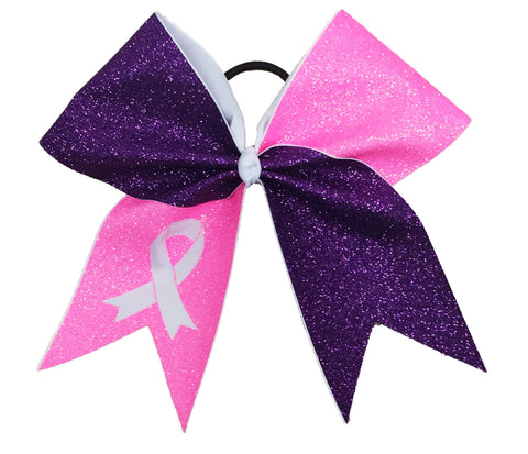 Full Glitter Breast Cancer Awareness Bow | Pink Cheer Bow