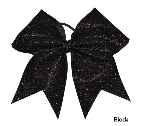 Black glitter bow on a white background