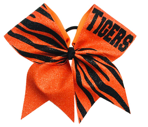 Full Glitter Tiger Stripes Cheer Bow | Football Cheer Bow