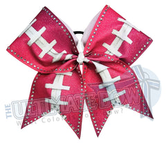 Girl Power Pink Football Glitter and Rhinestone Cheer Bow | Breast Cancer Awareness Cheer Bow