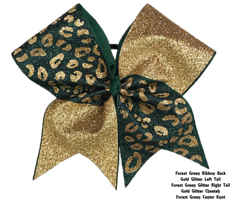 Glitter Cheetah Cheer Bow | Animal Print Cheer Bow