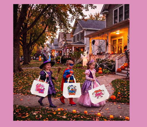 Cute & Spooky Zippered Halloween Trick-or-Treat Tote