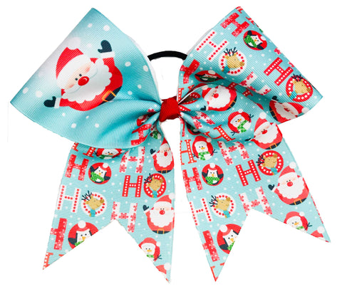 Ho Ho Ho Santa Sublimated Cheer Bow | Christmas Cheer Bow