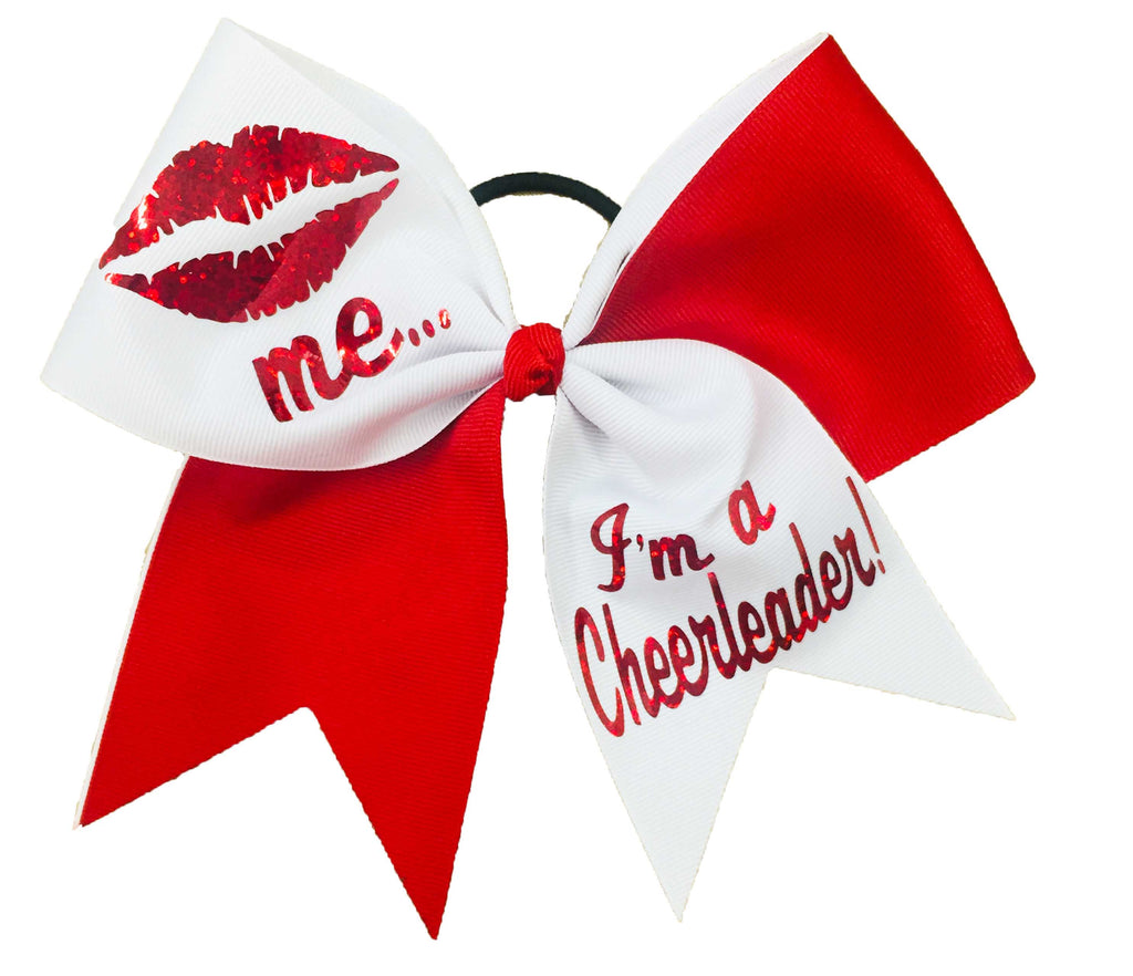 Kiss Me - I'm a Cheerleader Cheer Bow | Valentine's Day Hair Bow