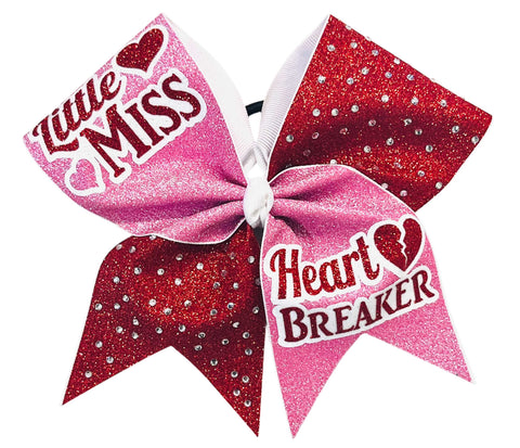 Little Miss Heartbreaker - Valentine's Day Glitter Rhinestone Bow | Valentine's Cheer Bow