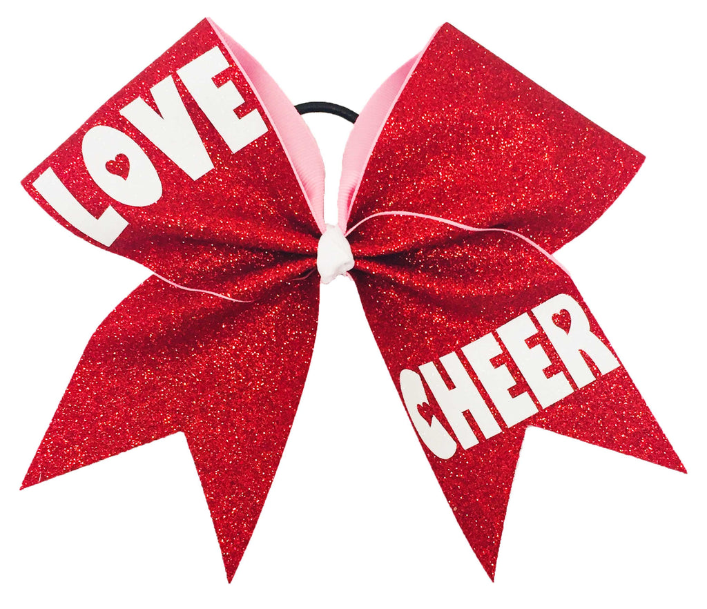 Love CHEER Red Glitter Cheer Bow | Cheer Hair Accessories