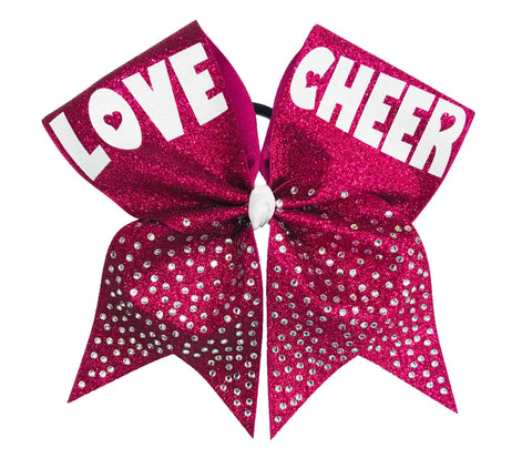 Love Cheer Rhinestone Glitter Cheer Bow | Valentine's Day Cheer Bow