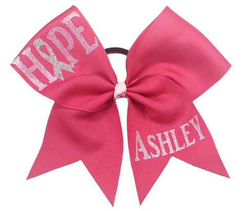My Hope - Personalized Awareness Bow | Breast Cancer Cheer Bow