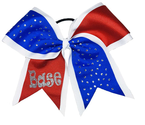 My Sparkling Rhinestone Cheer Bow | Personalized Rhinestone Cheer Bow |  Softball Hair Bow | Red White Blue Cheer Bow