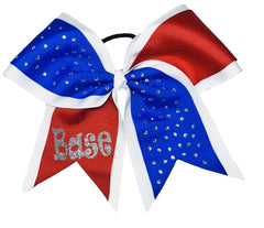 My Sparkling Rhinestone Cheer Bow | Personalized Rhinestone Cheer Bow |  Softball Hair Bow | Red White Blue Cheer Bow