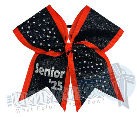 My Ultimate Senior Glitter Cheer Bow | Class of 2025 | Red , black and silver cheer bows