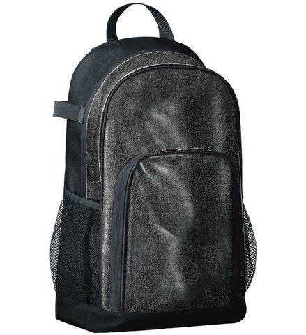 Black glitter backpack on a white background