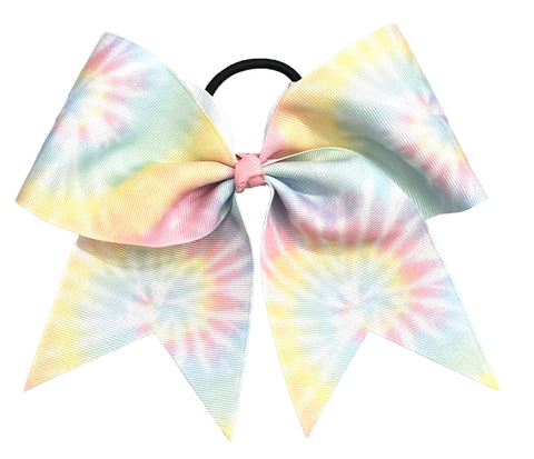 Groovy Tie Dye Cheer Bow | Pastel Tie Dye Cheer Bow | Pastel Color Tie Dye