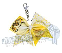 Peace Love Cure Childhood Cancer Cheer Bow | I wear GOLD for Childhood Cancer | Gold September