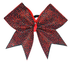Full Glitter Rhinestone Penthouse Cheer Bow | Red Rhinestones  | Covered in Colored Rhinestones | Competition Cheer Bow | Blinged Out Cheer Bow