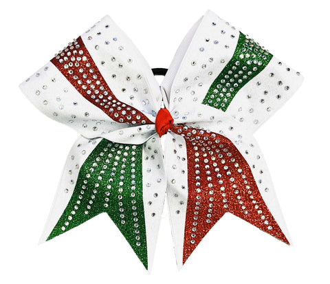 Rhinestone Revel Christmas Glitter Cheer Bow | Competition Bow