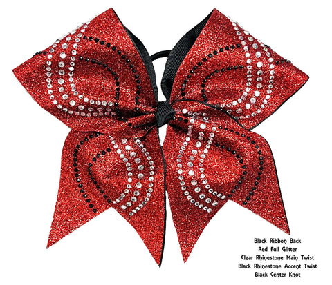 Rhinestone Twist Glitter Cheer Bow | Rhinestone Competition Cheer Bow
